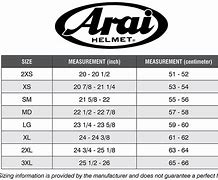 Image result for Arai Helmets Size Weights