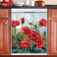 Image result for Red Poppy Magnetic Dishwasher Cover