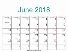 Image result for Calendar for June 2018