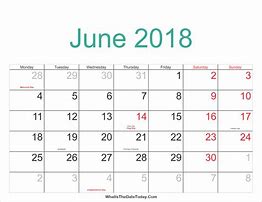Image result for June 2018 Calendar with Holidays Printable