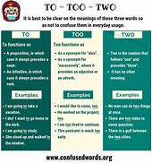 Image result for To or Too Grammar Rules
