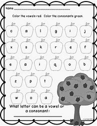 Image result for Identifying Vowels and Consonants Worksheets