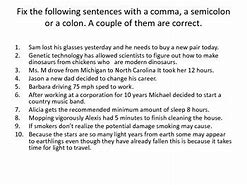 Image result for Semicolon and Comma Quiz
