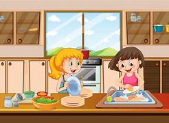 Image result for Kitchen Clean Up Cartoon