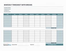 Image result for Bi-Weekly Time Card