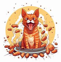 Image result for Cartoon Cat Eating Fast Food