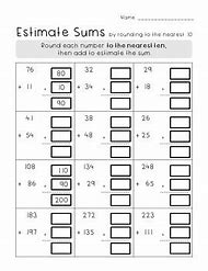 Image result for Estimating Sums 3rd Grade
