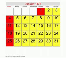 Image result for 1874 Calendar