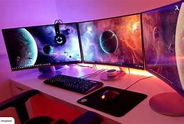 Image result for Curved Monitor Setup