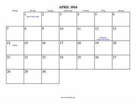Image result for 1816 April Calendar