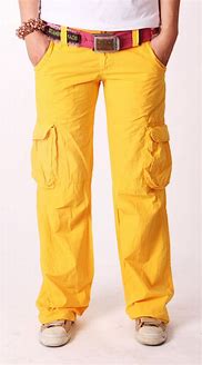 Image result for High Waisted Yellow Cargo Pants