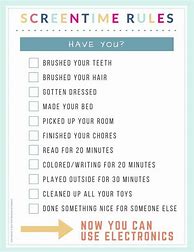 Image result for Free Printable Screen Time Checklist