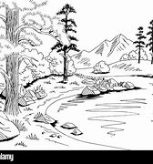Image result for Lake Vector Black and White