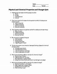 Image result for Physical vs Chemical Changes Practice