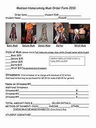 Image result for Homecoming Mum Order Form
