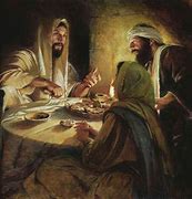 Image result for Jesus Breaking Bread to Two People