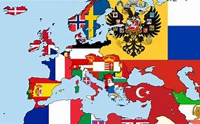 Image result for WW1 Europe Map with Flags