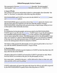 Image result for Photography Service Contract Template