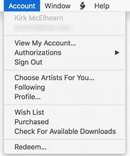 Image result for Account Menu iTunes