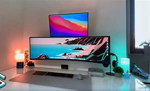 Image result for Home Office Desk Dual Monitors