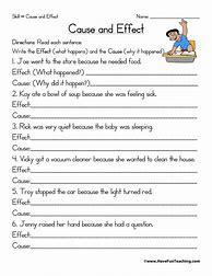 Image result for Cause and Effect Worksheets Free