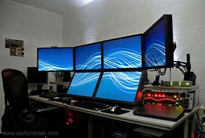 Image result for Dual Monitor Desk Setup