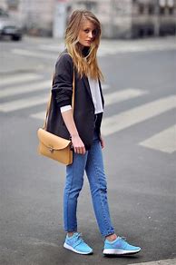 Image result for High-Waisted Jeans with Sneakers