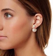Image result for Double Pearl Earrings Barbell 14K