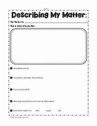 Image result for Describing Matter Worksheet