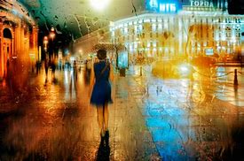Image result for Rainy Night City Street Umbrellas