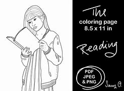 Image result for Girl Reading Coloring Page