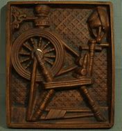 Image result for Vintage Plaque Lady Working On Spinning Wheel 1960s