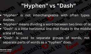 Image result for Dash V Hyphen