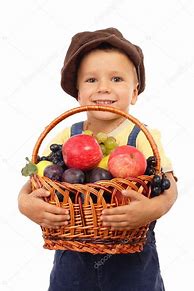 Image result for Boy with Basket of Fruit