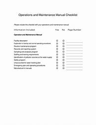 Image result for Operation Manual Checklist