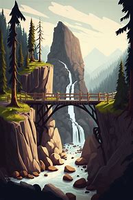 Image result for Cartoon Mountain Range with River