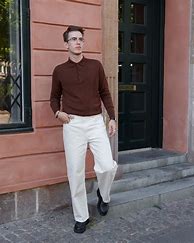 Image result for Brown Long Sleeve Polo