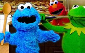 Image result for Kermit and Cookie Monster but Super