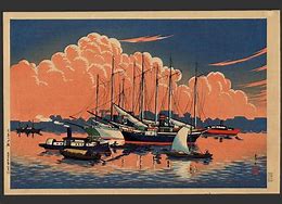 Image result for Japan Vessel Sunset Illustration