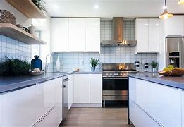 Image result for High Gloss White Kitchen Cabinets