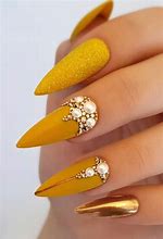 Image result for Gold Rhinestone Nail Art