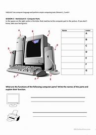 Image result for Computer Parts Worksheet Kids
