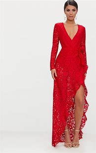 Image result for Red Long Sleeve Maxi Dress