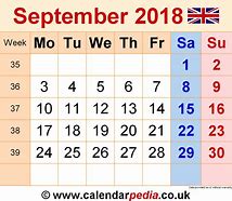 Image result for September 2018 Calnder
