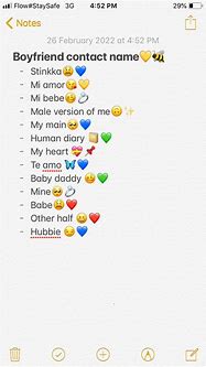 Image result for Boyfriend Contact Name Ideas