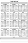 Image result for Single Page 12 Month Calendar