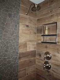 Image result for Porcelin Tile Shower Next to Stacked Stone Ledger