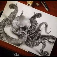 Image result for Tattoo Stencil Skull On Octopus