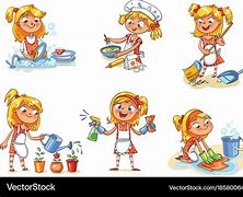 Image result for Girl Cleaning House Cartoon