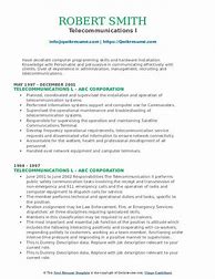 Image result for Telecommunications Resume Examples